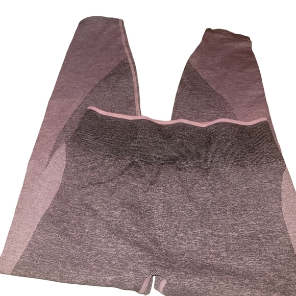 Pink Victoria's Secret Grey and Pink Seamless Workout Leggings L - Picture 1 of 5